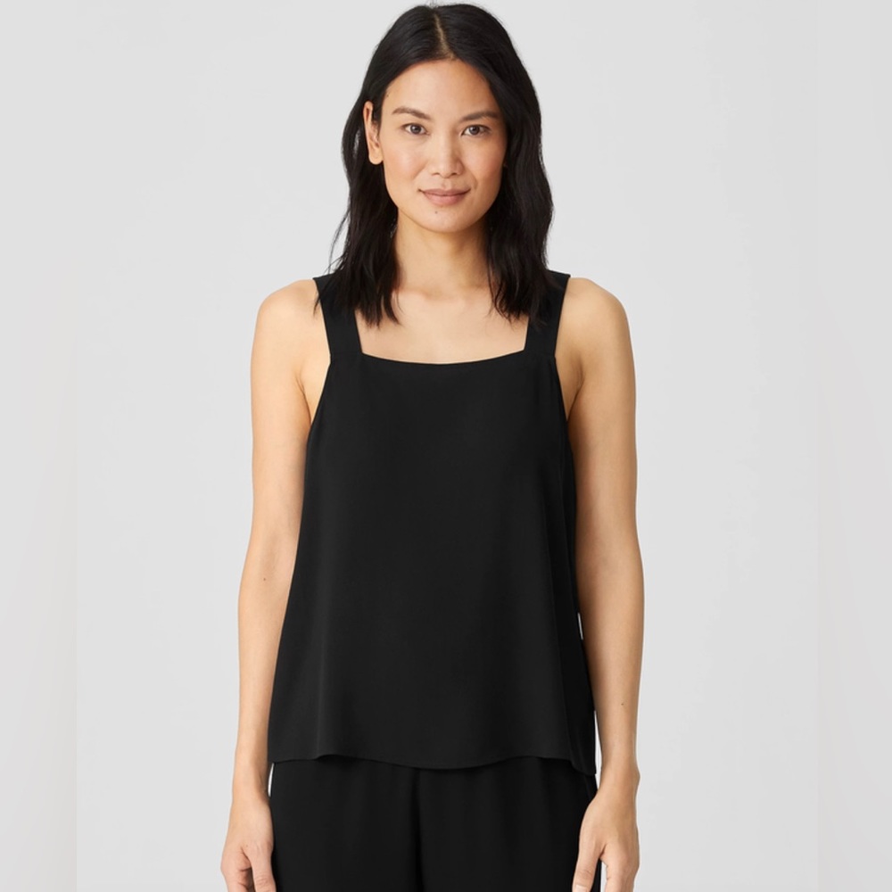 Eileen Fisher Silk Georgette Crepe Square Neck Tank XXL Current Season